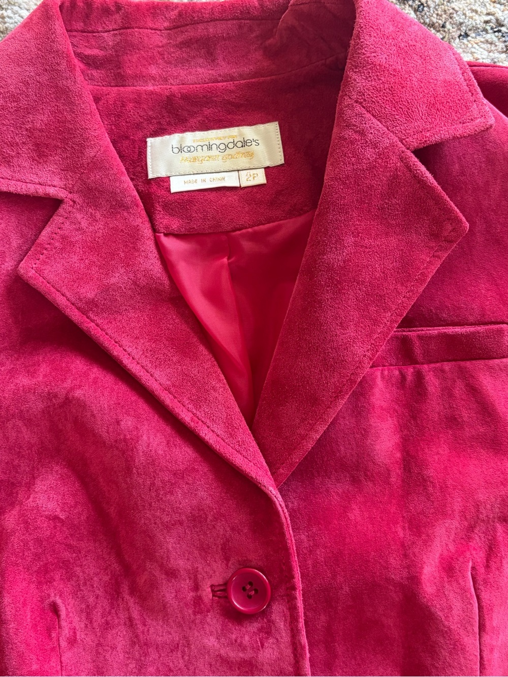 Vintage Margaret Godfrey Bloomingdale’s Genuine Suede Leather Peplum Blazer 2P